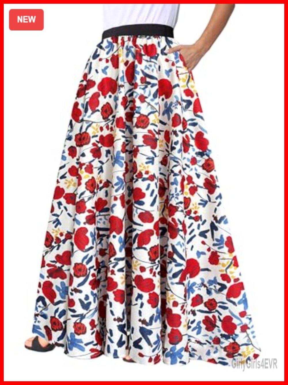 Afibi Women's African Print Maxi Skirt Dashiki Full Circle with Pockets